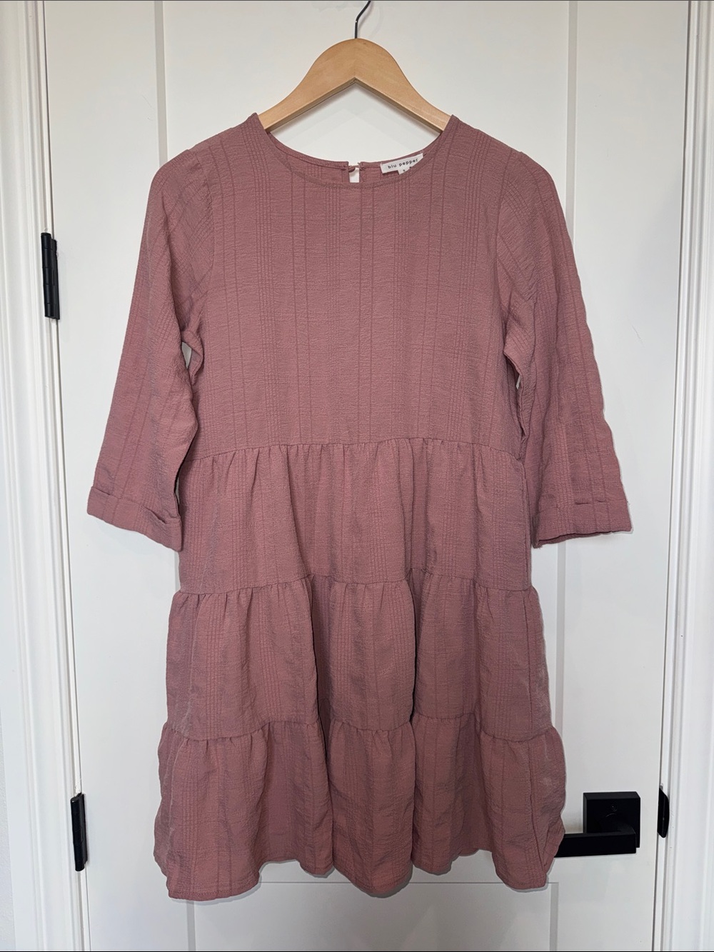 Blu Pepper Mauve Pink Tiered Mini Dress
